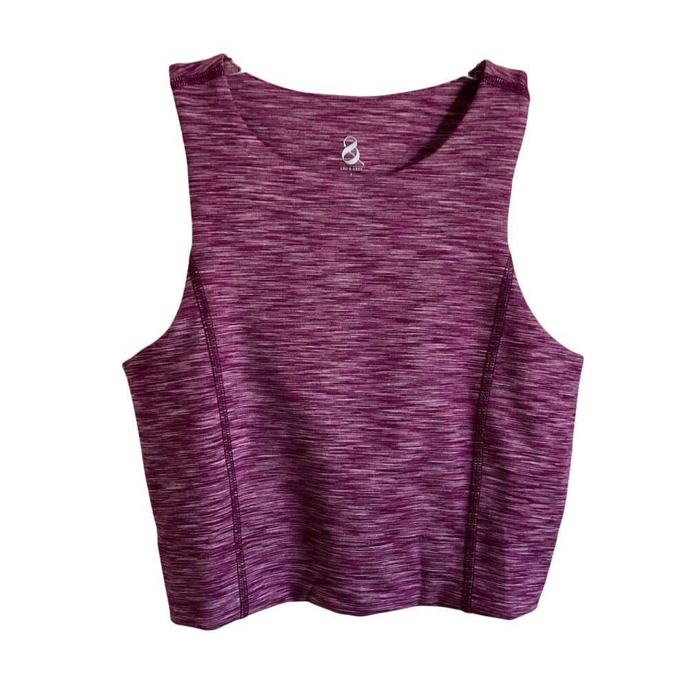 Lou & Grey 2 in‎ 1 Cropped Purple Space Dye Workout Tank Top - Size Small - NEW